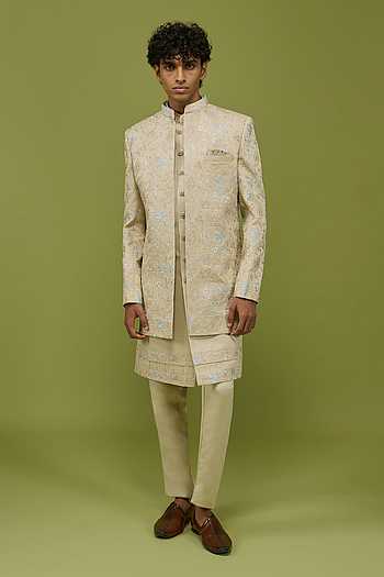 Mens Sherwani Set With Kurta and Pant