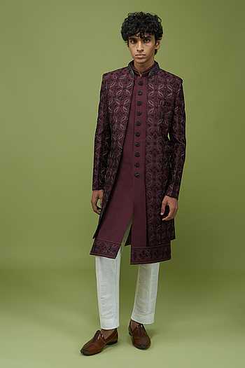 Mens Embroidered Sherwani Kurta & Pant Set