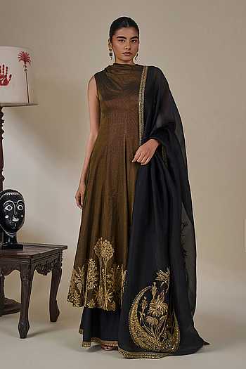 Black Gulkand Gulnaar Anarkali Set