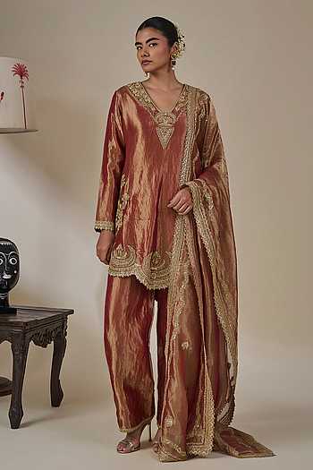 Rust Kaju Katli Kahaani Kurta Set
