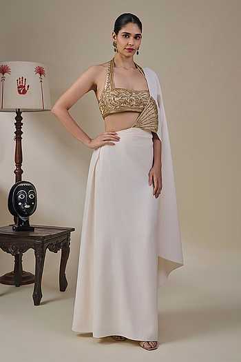 Rangrez Rasmalai Pre-Stitched Saree With Blouse