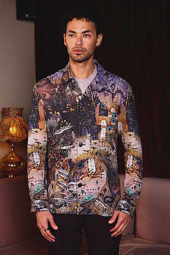 Violet Reverie Printed Linen Shacket