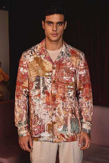 Burnt Canvas Printed Linen Shacket