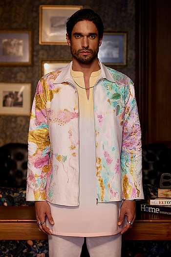 Garden Mirage Hand Painted Jacket Kurta Set
