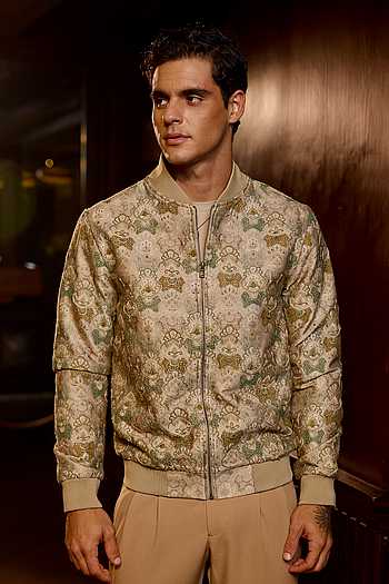 Regal Damask Embroidered Bomber Jacket