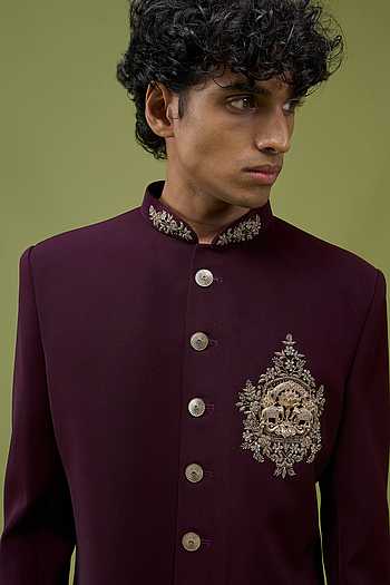 Embroidered Sherwani Jacket & Pant Set