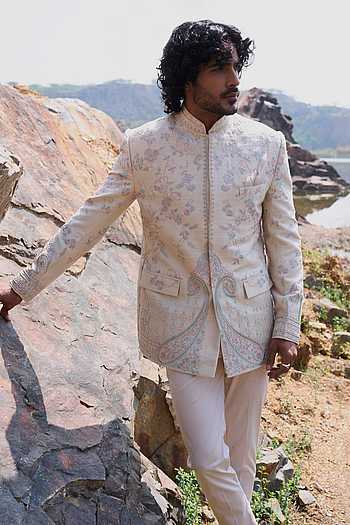 Paisley Creeper Geometric Bandhgala Set