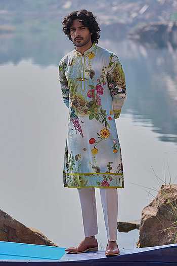 Sea Green Printed Kurta Set