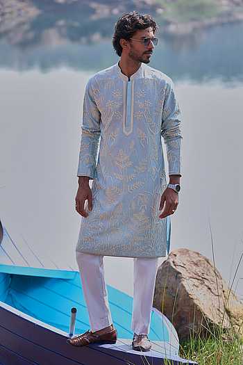 Tropical Nature Pearl Work Kurta Set