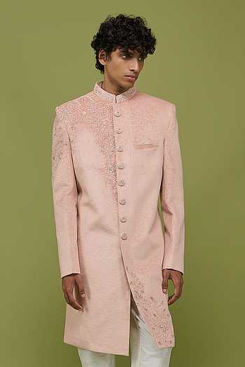 Embroidered Sherwani Jacket & Pant Set Mens Indian