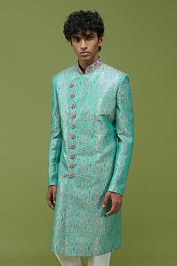 Mens Embroidered Banarasi Sherwani & Pant Set