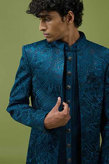 Mens Pattern Sherwani Kurta & Pant Set