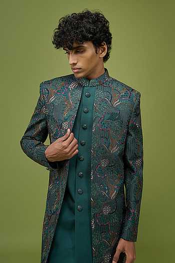 Art Silk Sherwani Jacket & Pant Set