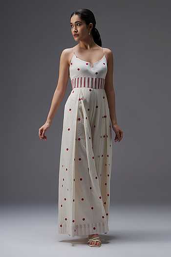 Pure Cotton Polka Dot Print Jumpsuit
