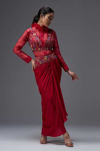 Ratan Mahal Embroidered Shirt Draped Skirt Set