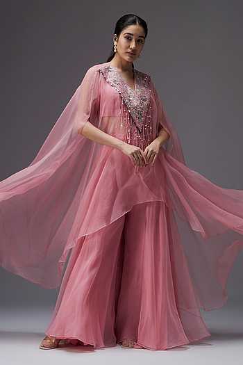 Rose Mirage Organza Cape Set