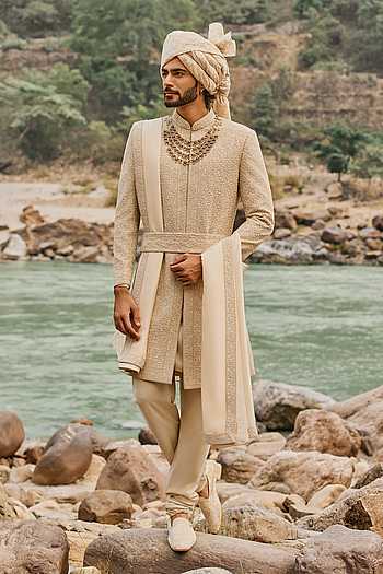 Heritage Beige Sherwani Set