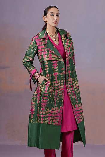 Rangrezi Shibori Dyed Trench Coat