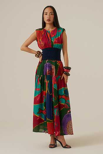Forest Mosaic Smocked Dress