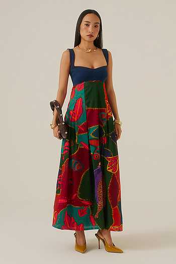 Forest Mosaic Print Maxi Dress