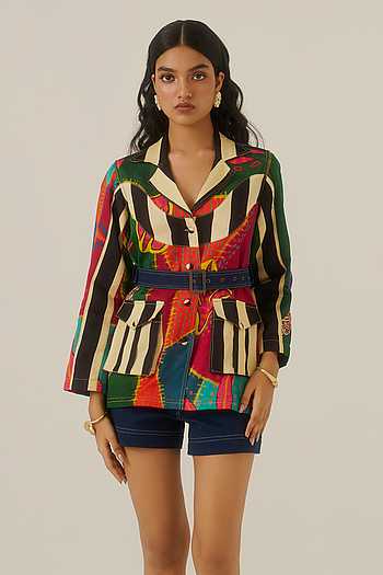 Forest Mosaic Print Safari Jacket