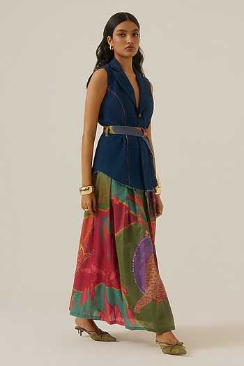 Forest Mosaic Print Waistcoat & Skirt Set