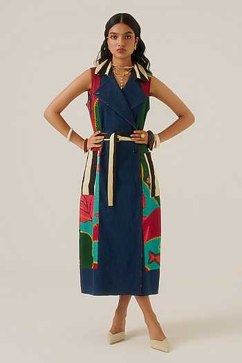 Forest Mosaic Print Trench Coat