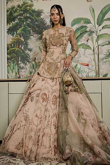 Safia Embroidered Kurta Lehenga Set