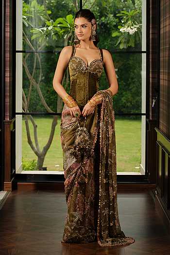 Sayari Embroidered Saree With Corset