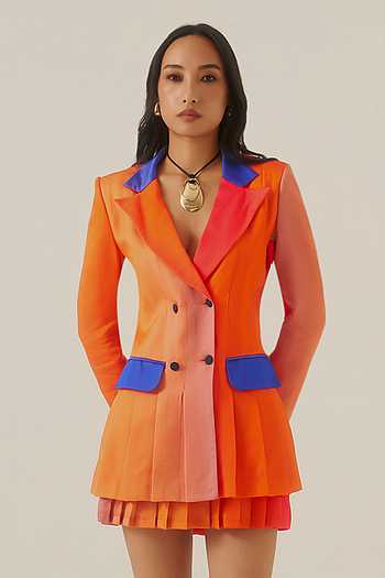 Sunset Print Pleated Blazer