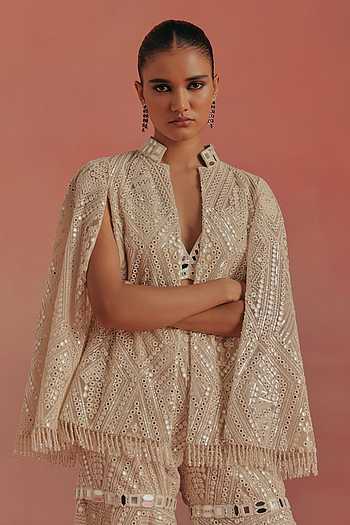 Cape Sleeves Mirror Work Jacket