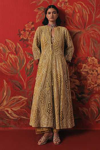 Mirror Work Long Anarkali Jacket