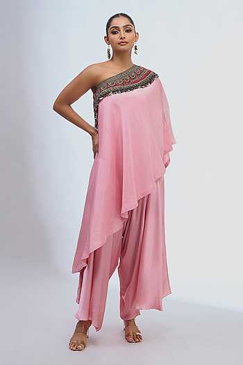One Shoulder Tunic & Draped Pant Set