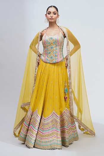 Embroidered Corset Lehenga Set