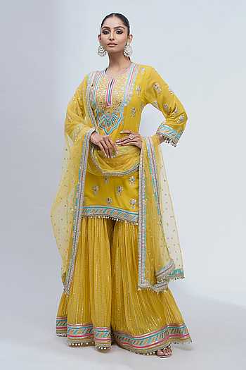 Embroidered Kurta Sharara Set