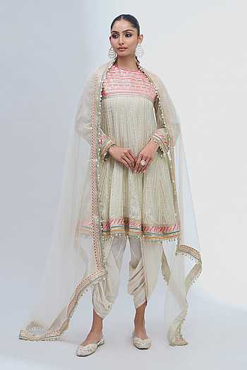 Embroidered Anarkali Dhoti Pant Set