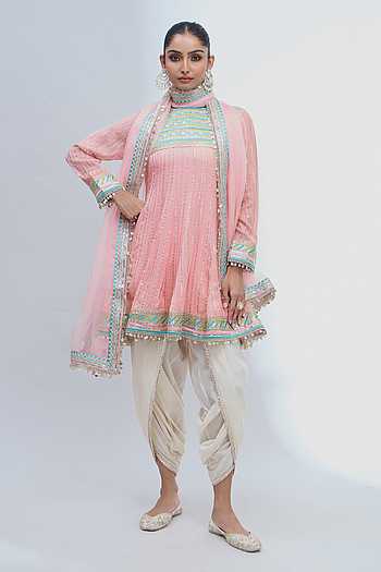 Embroidered Anarkali Dhoti Pant Set