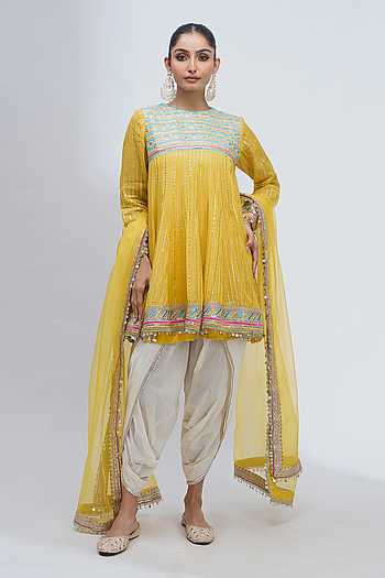 Embroidered Anarkali Dhoti Pant Set