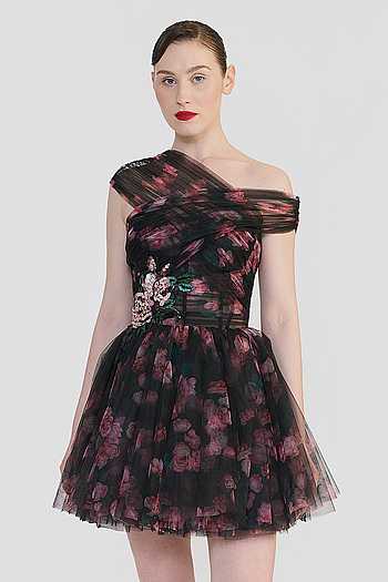 Off Shoulder Printed Short Dress