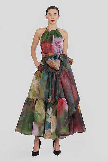 Floral Print Dress With Belt