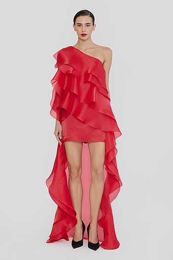 Ruffled High Low Hem Dress