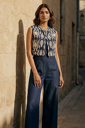 Straight Leg Denim Jumpsuit