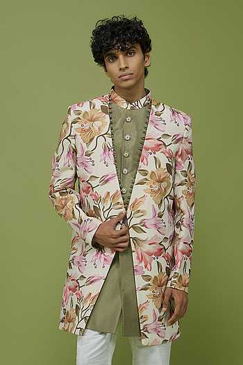 Stylized Floral Jacket Kurta & Pant Set