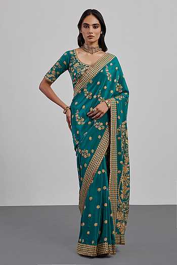Embroidered Saree With Unstitched Blouse Piece