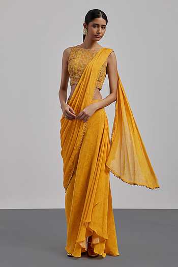 Bougainvilla Pre-Draped Saree With Blouse
