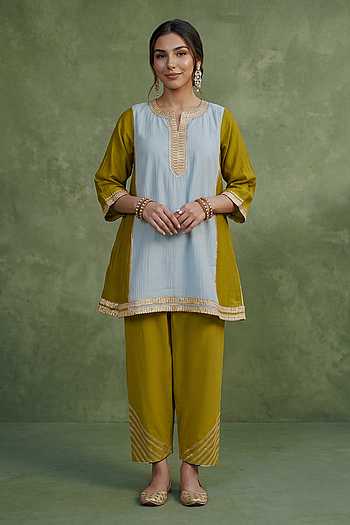 Placket Embellished Kurta With Salwar