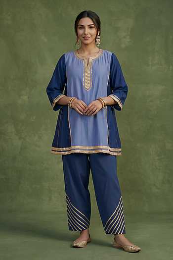 Chanderi Embellished Kurta With Salwar