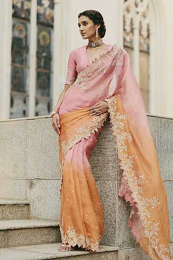 Vajra Ombre Saree With Unstitched Blouse Piece