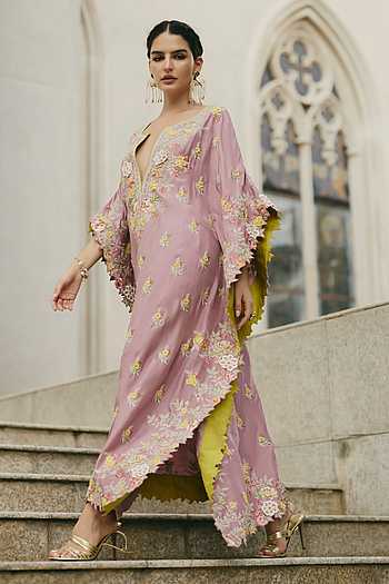 Embroidered Kaftan & Pant Set