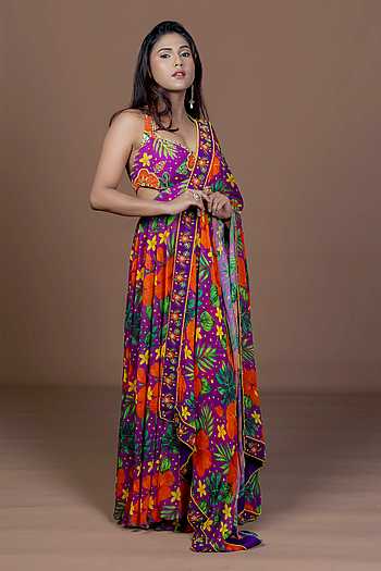Floral Print Anarkali With Dupatta